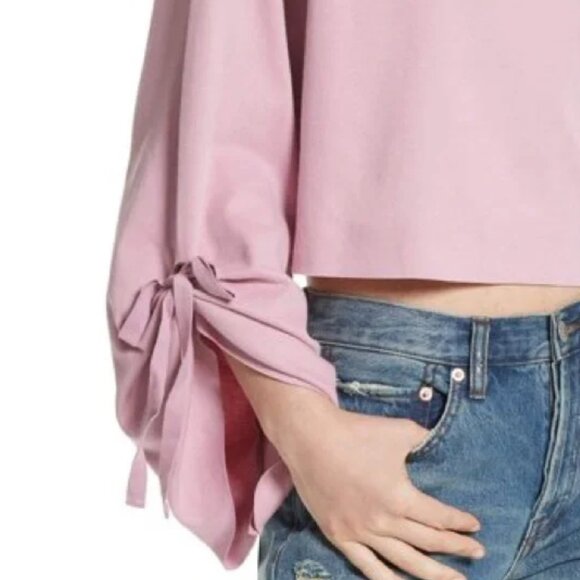 Free People Holala Cropped Sweatshirt - Rose Pink (Size M/Oversized) - Picture 2 of 8